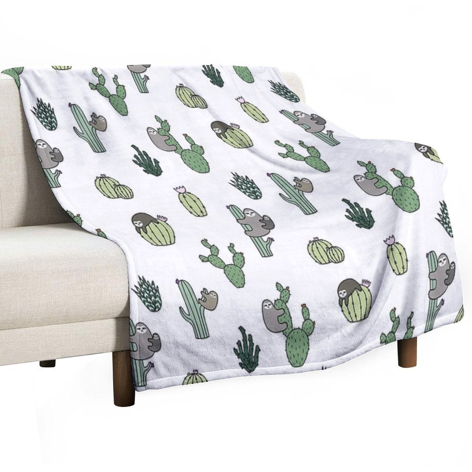 Cacti Sloths Comfort Throw Blanket