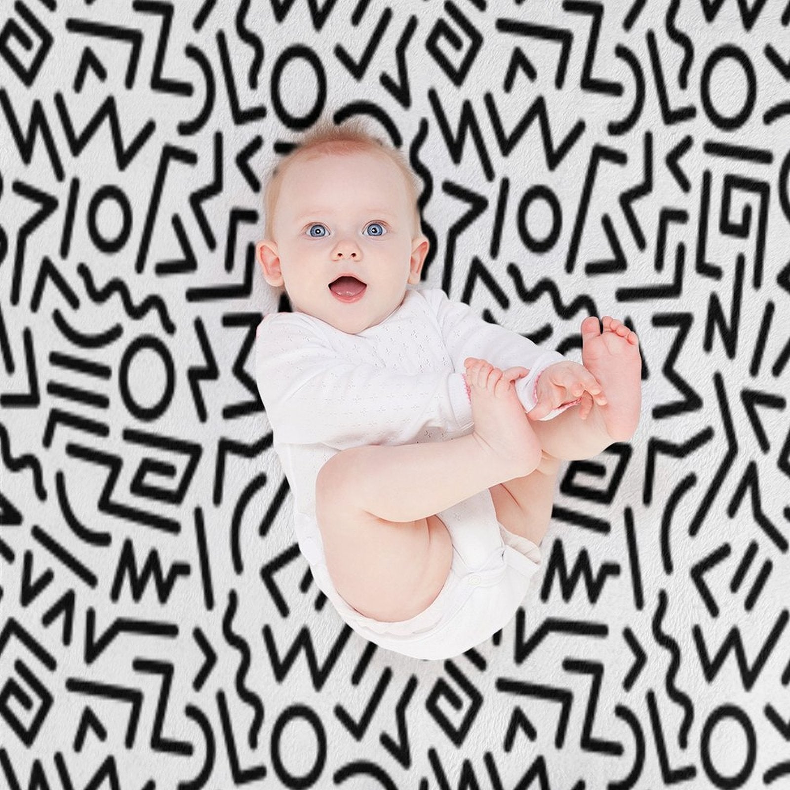 Memphis Pattern Black And White Eco-conscious Throw Blanket