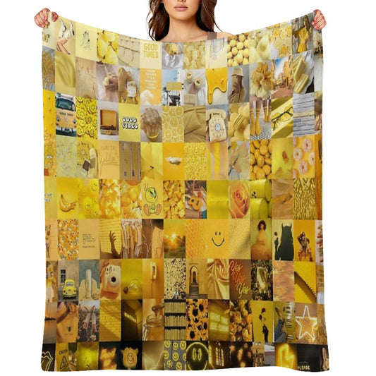 Yellow Vibes Collage Multi-functional Throw Blanket