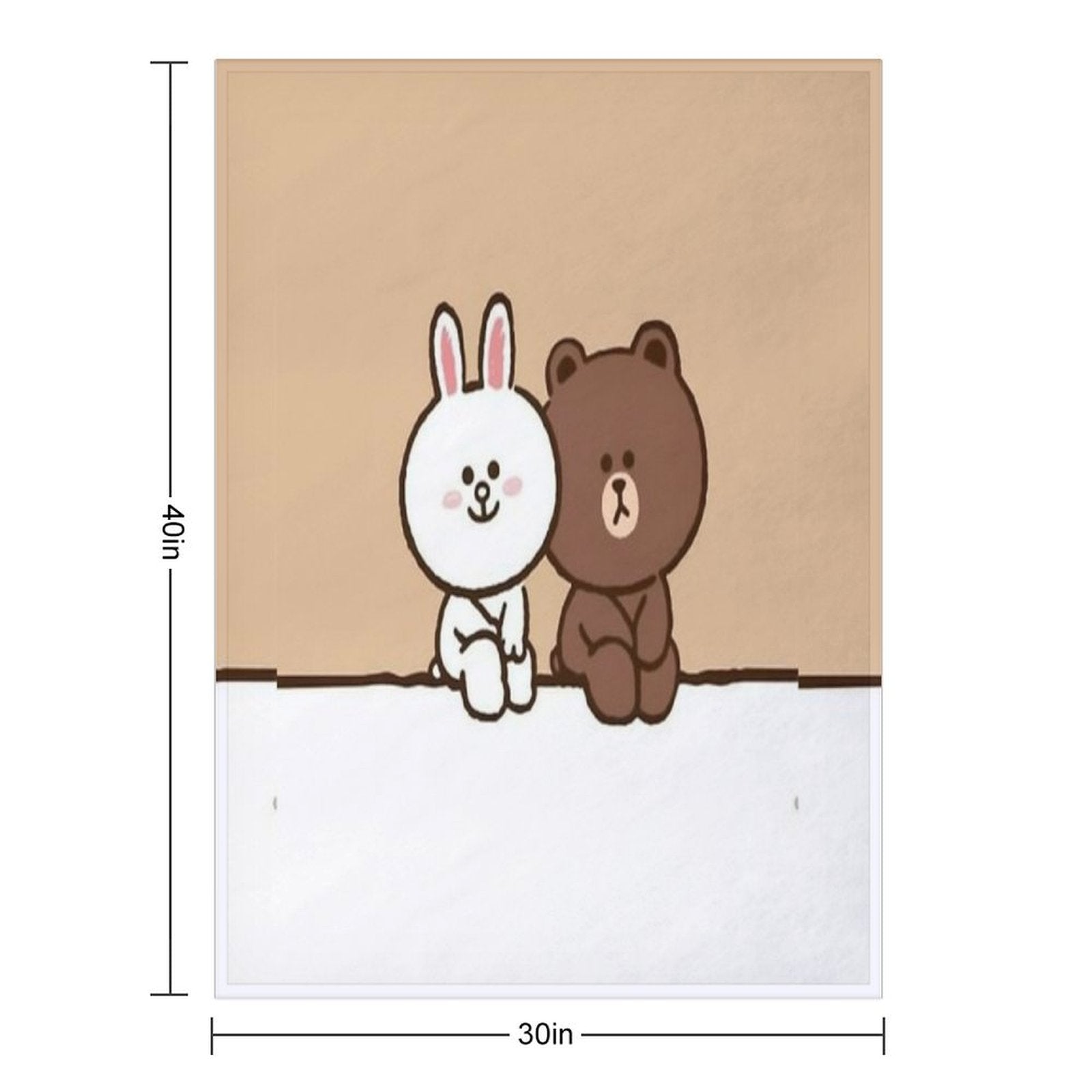 Brown Cony Bear Machine-washable Throw Blanket