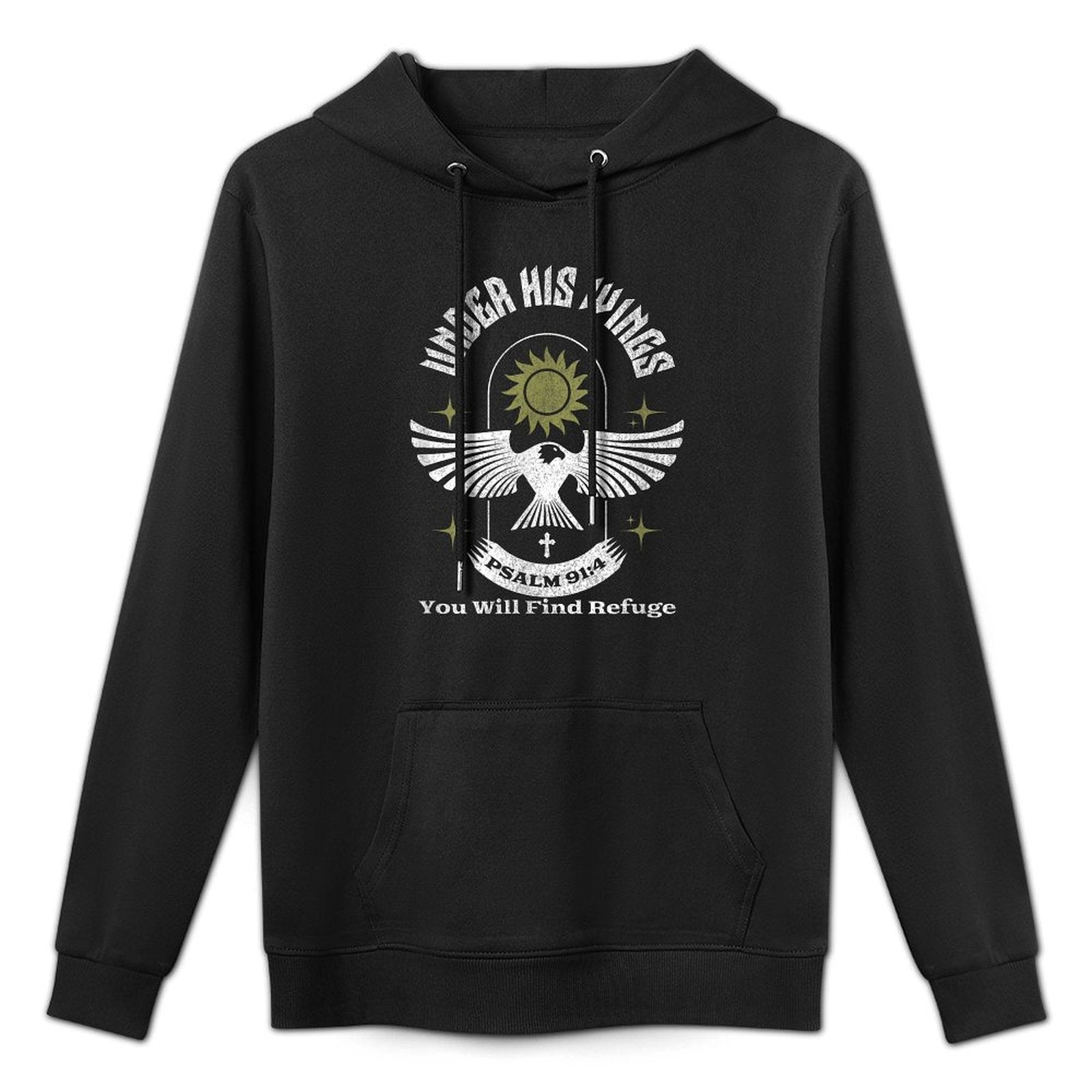Under His Wings Psalm 91 4 Christian Worship Bible Verse Shrink-Resistant Hoodie