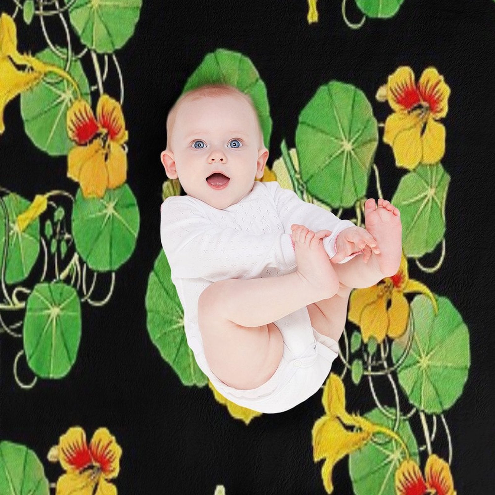 Yellow Nasturtium Flower  Botanical Illustration Gift-ready Throw Blanket