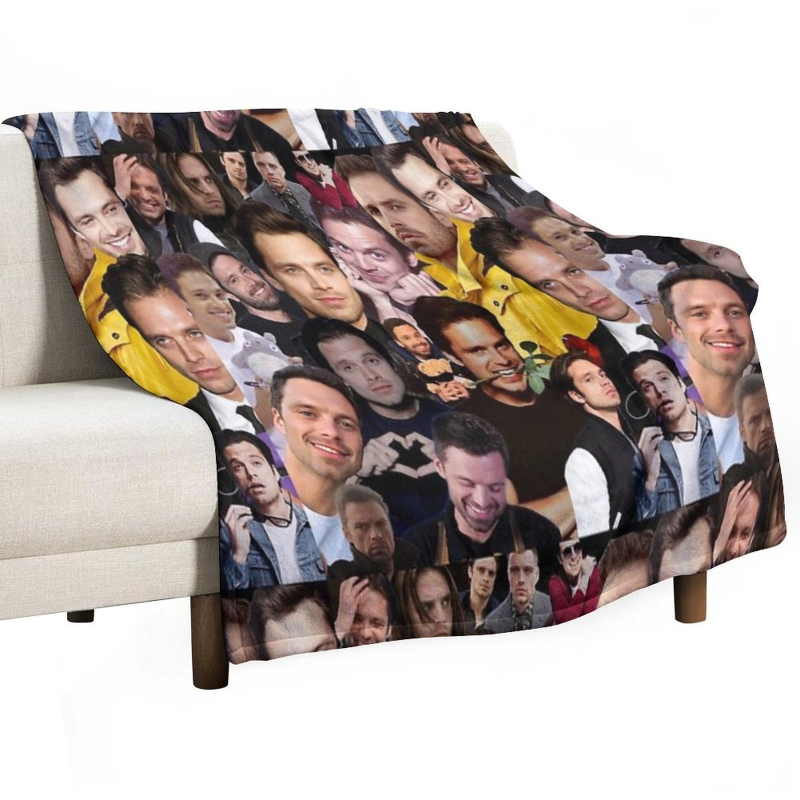 Sebastian Stan Photo Collage Compact Throw Blanket