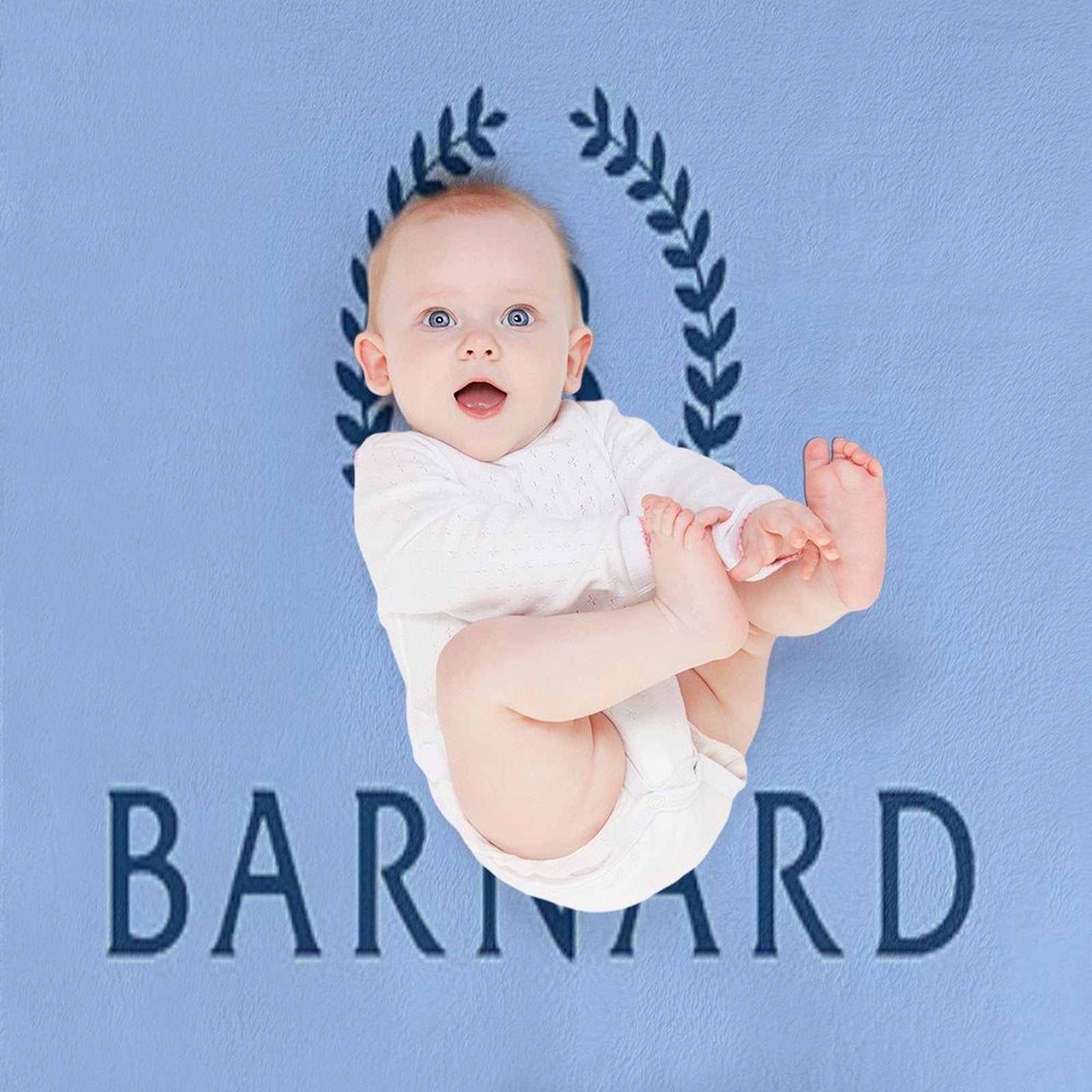 Barnard College Baby Blue Logo Sustainable Throw Blanket