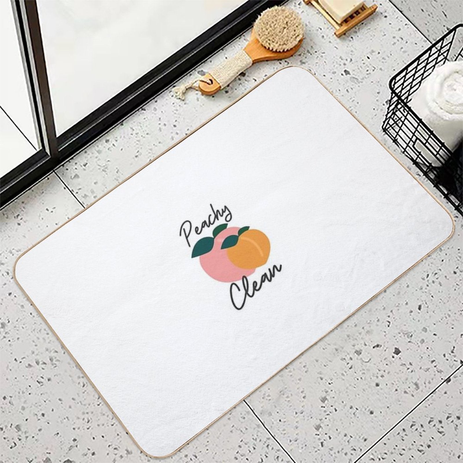 Peachy Clean Bathroom Printable  Repositionable Bath Mat