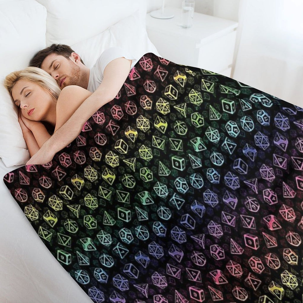 D20 Dice Set Pattern (Rainbow) Versatility Throw Blanket