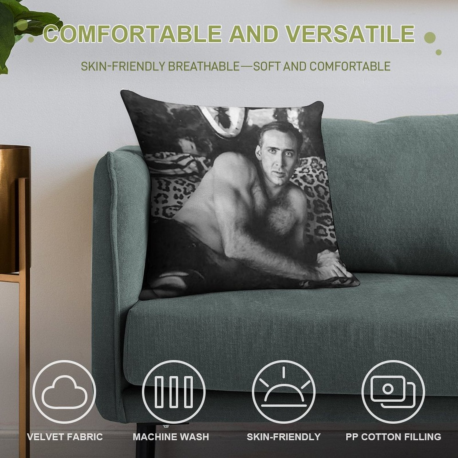 Hot Nicolas Cage Soft Bedroom Essential Throw Pillow