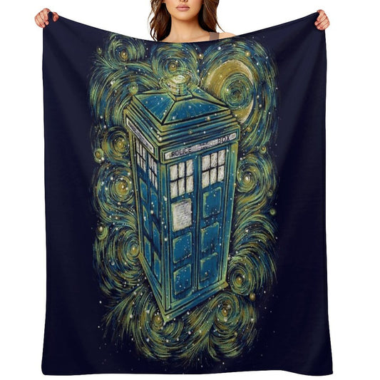 The Doctor in The Starry Night Easy Care Throw Blanket