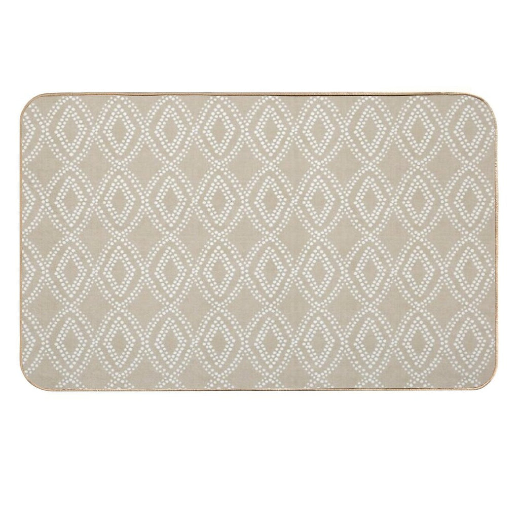 Diamonds Dots in Tan  Fade-Resistant Bath Mat