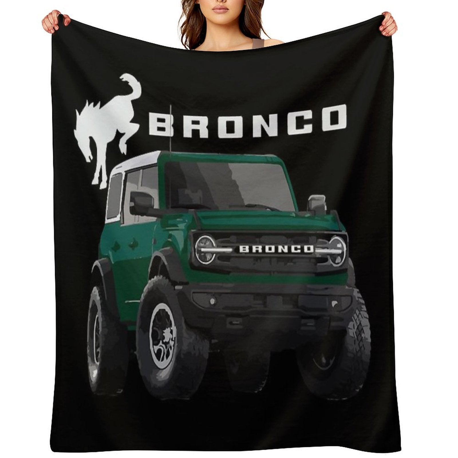 Bronco 6g 6th Gen USA Outter Banks Eruption Green Metallic Murica All-season Throw Blanket