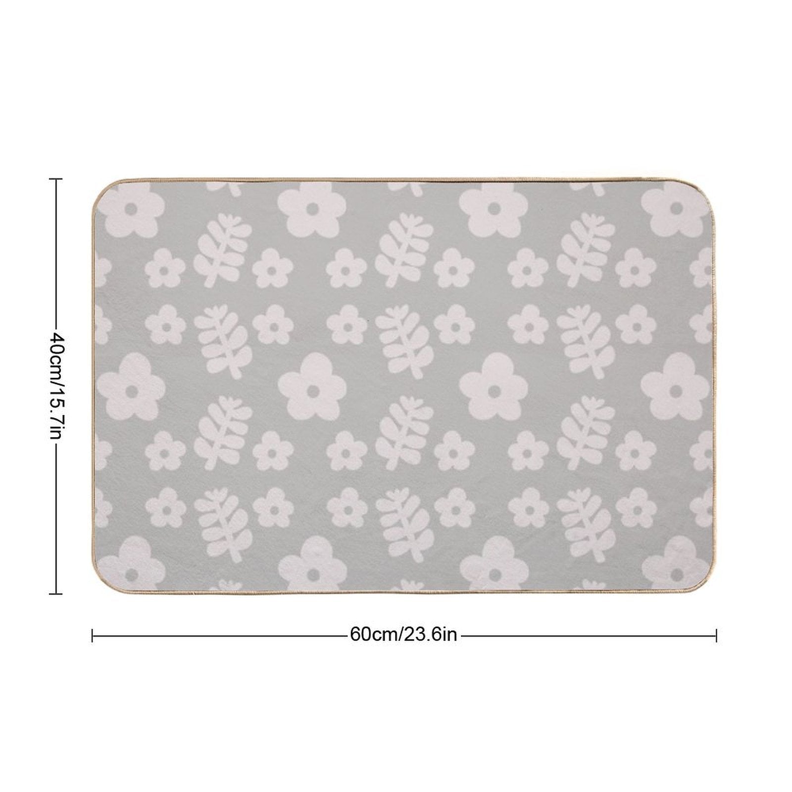Mid Century Modern Flowers & Leaves, Cute Retro Pattern, Taupe  Slip-Resistant Bath Mat
