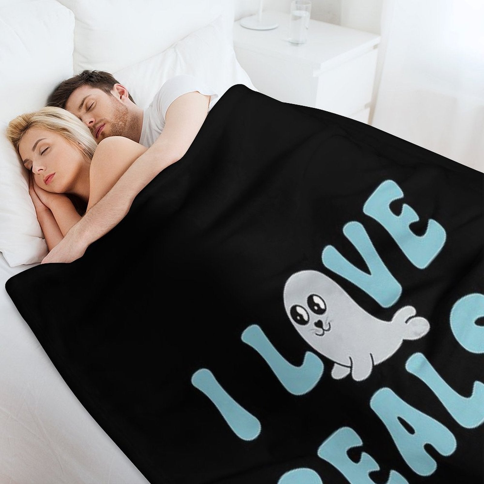 I Love Seals Sticker Artwork Velvety-soft Throw Blanket