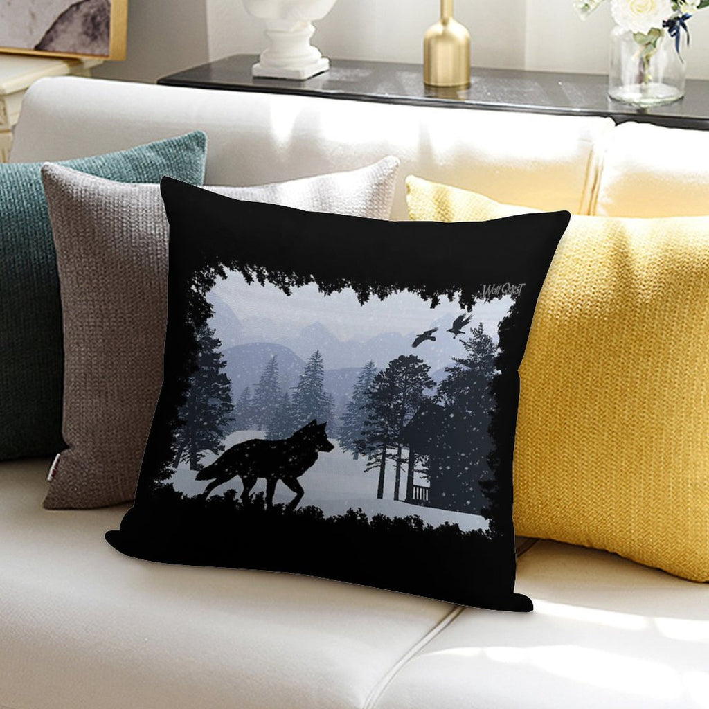 Snowy Cabin - WolfQuest Dream Soft Reinforced Edging Throw Pillow