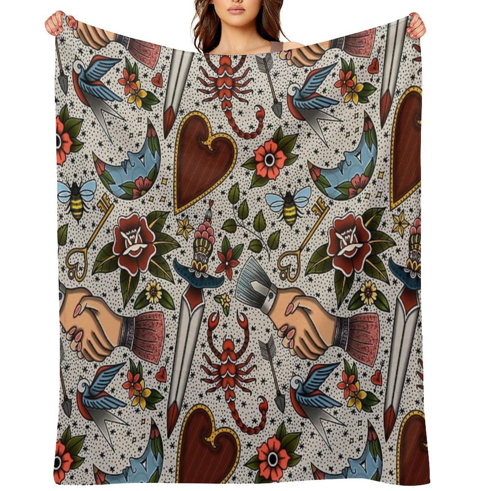 American Traditional Flash Pattern Anti-pilling Throw Blanket