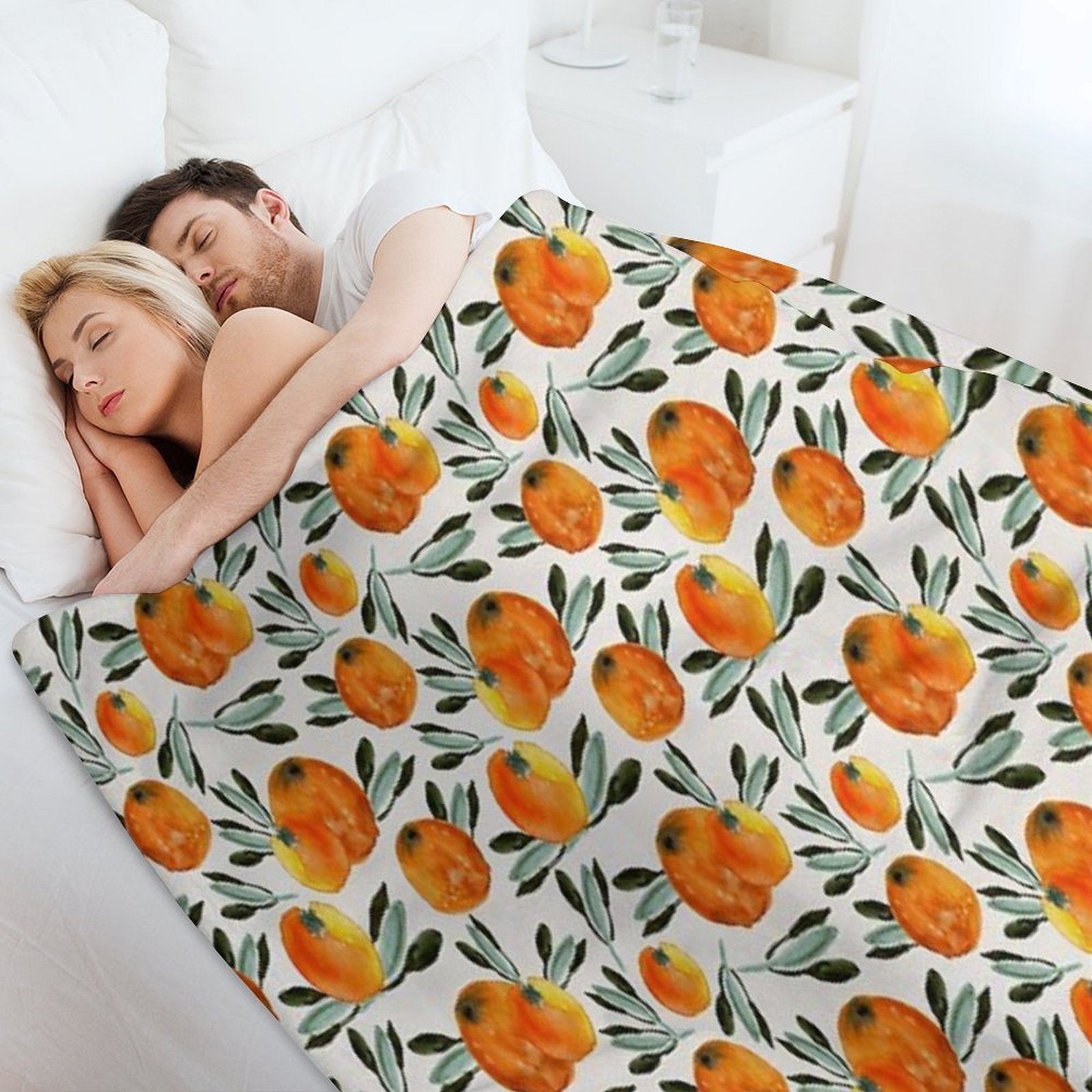 Sunny Orange Plush Throw Blanket