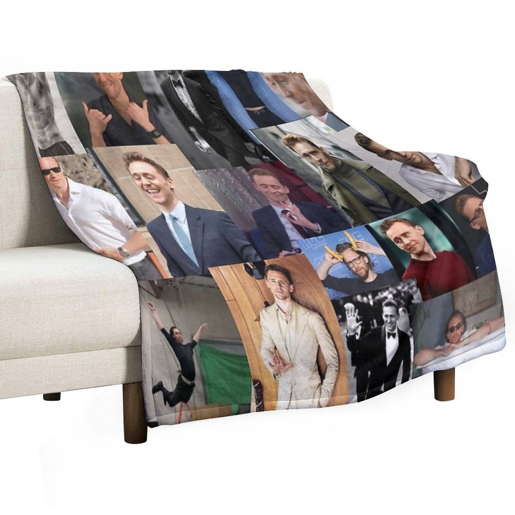 Tom Hiddleston Collage Shrink-resistant Throw Blanket