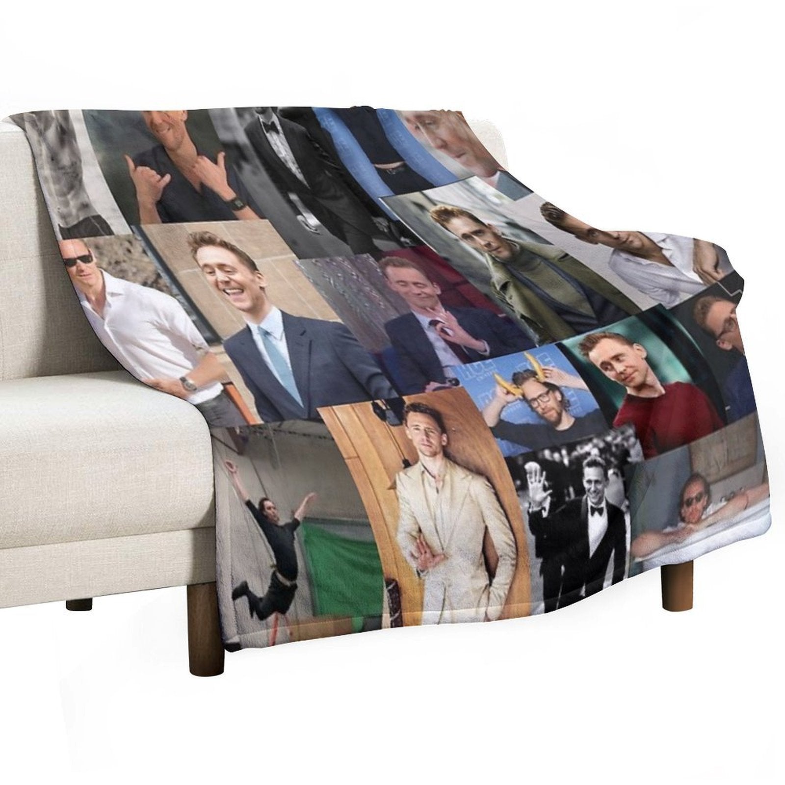 Tom Hiddleston Collage Shrink-resistant Throw Blanket