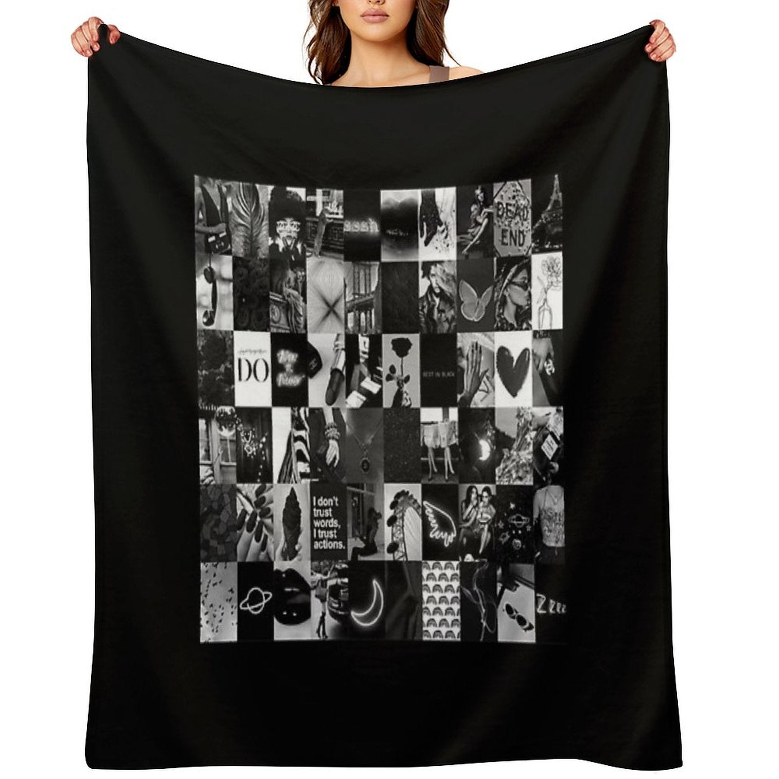 Black Aesthetic Collage Classic . Compact Throw Blanket