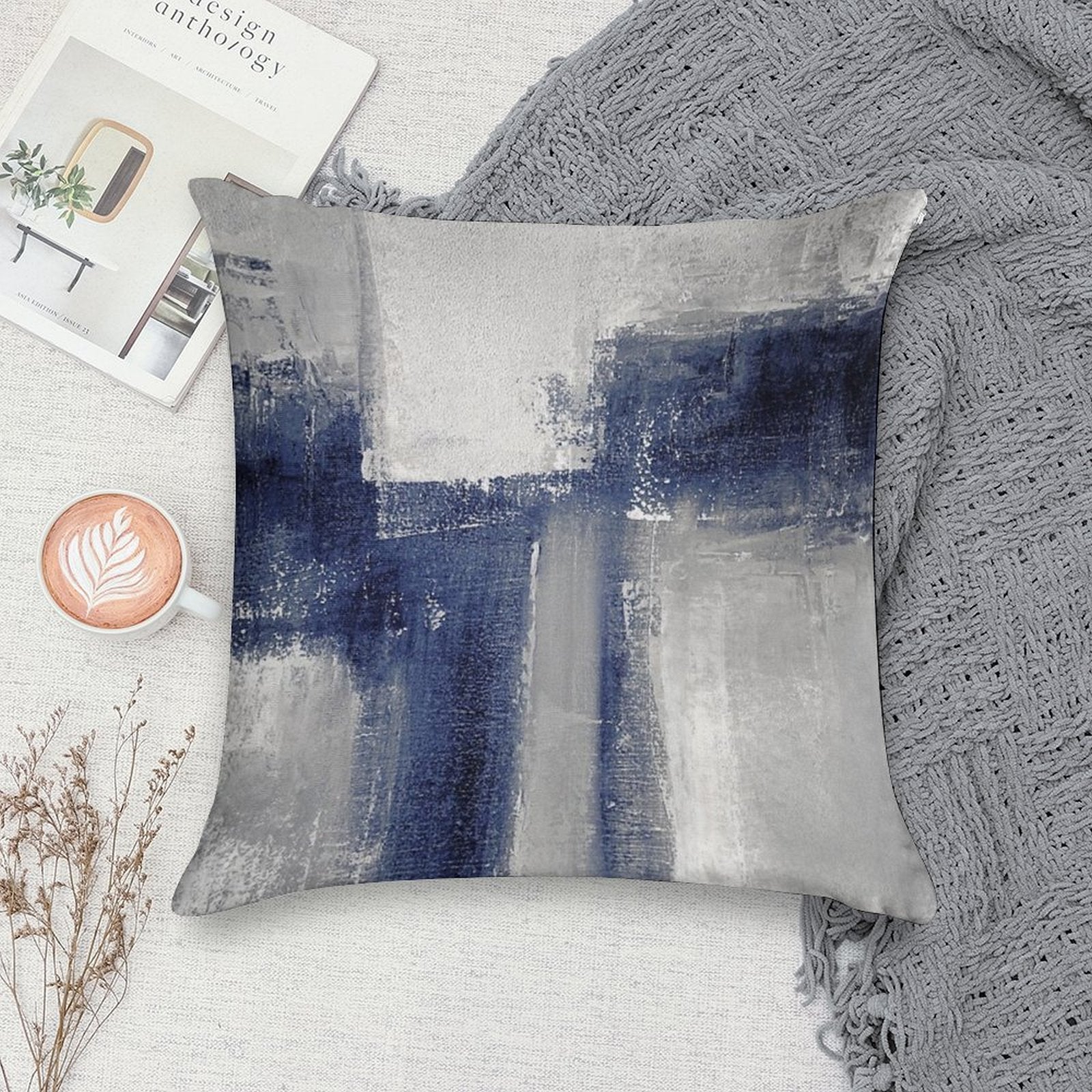 Classic Blue Abstract Soft Ultra-Soft Texture Throw Pillow