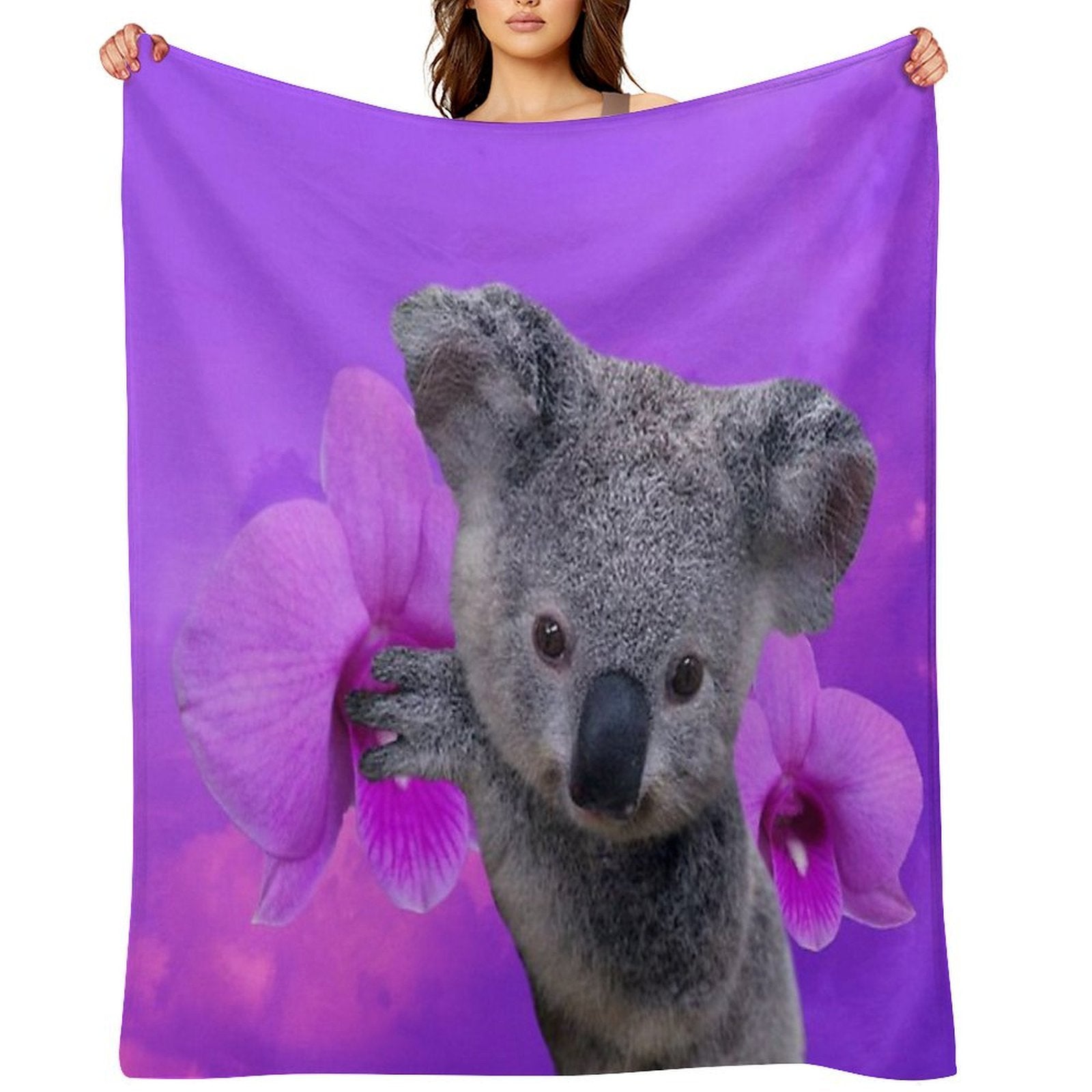 Koala And Orchids Gift-ready Throw Blanket