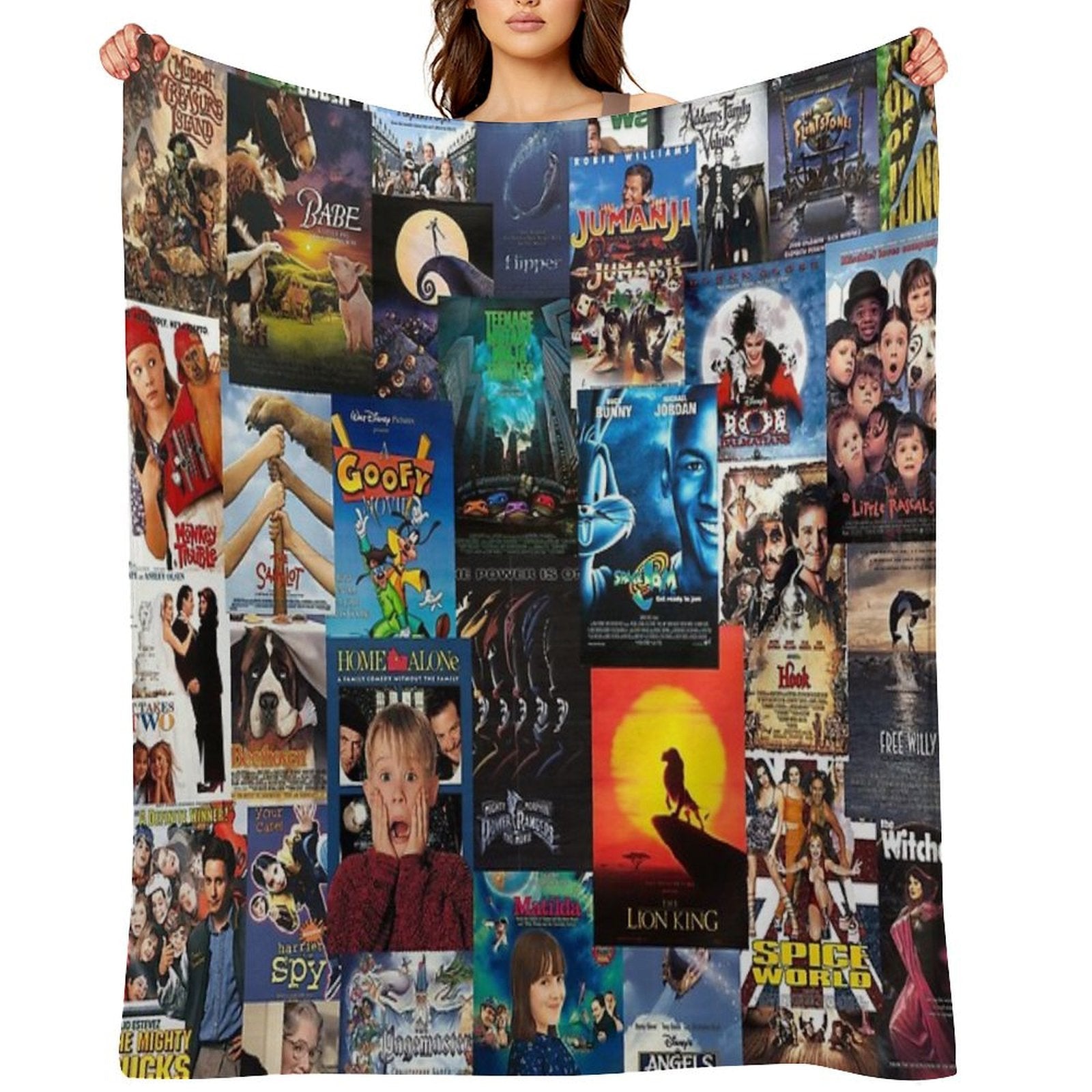 90s Childhood Movie Posters Easy Care Throw Blanket