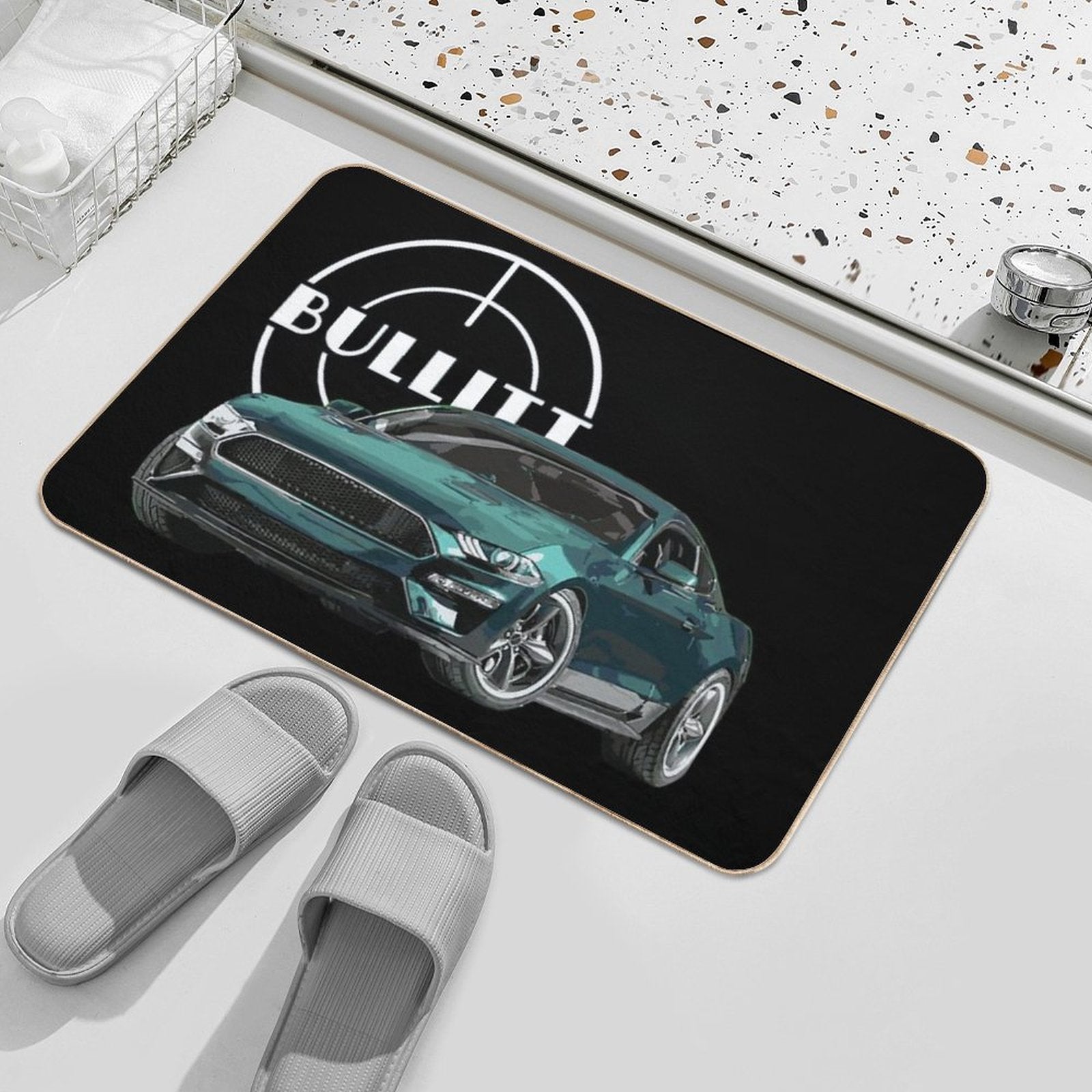 Bullitt Mustang GT 5.0L V8 Classic Steve Mcqueen Muscle Car  Slip-Resistant Bath Mat