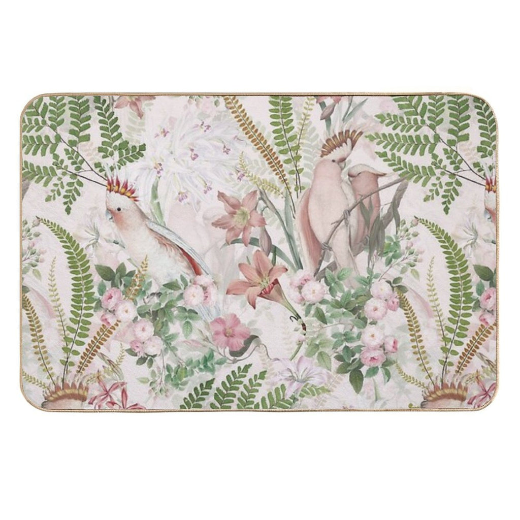 Vintage Cockatoo Jungle Botanical Garden 1 Nightgarden  Easy Maintenance Bath Mat