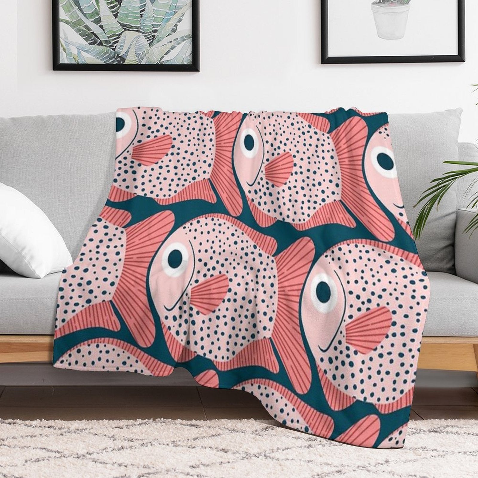 Fish Pattern All-season Throw Blanket