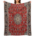 Fine Silk & Wool Isfahan Persian Rug Print Shrink-resistant Throw Blanket