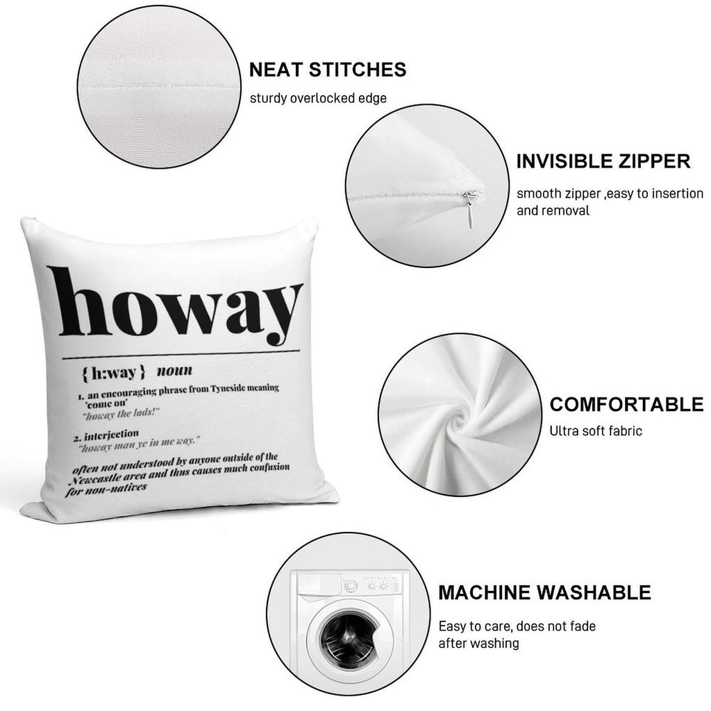 Howay Newcastle City Definition Print Soft Short Plush Fabric Throw Pillow