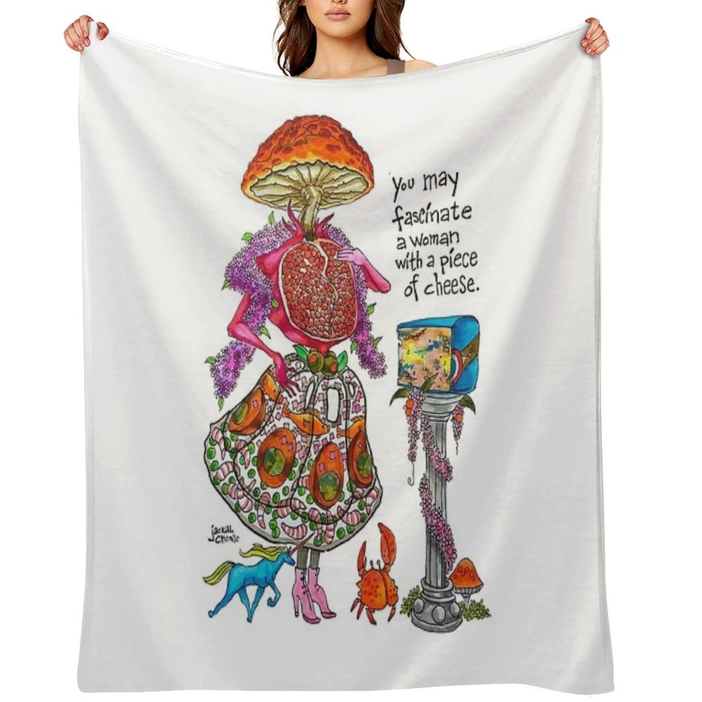 You May Fascinate A Woman by Giving Her A Piece of Cheese 1 Plush Throw Blanket
