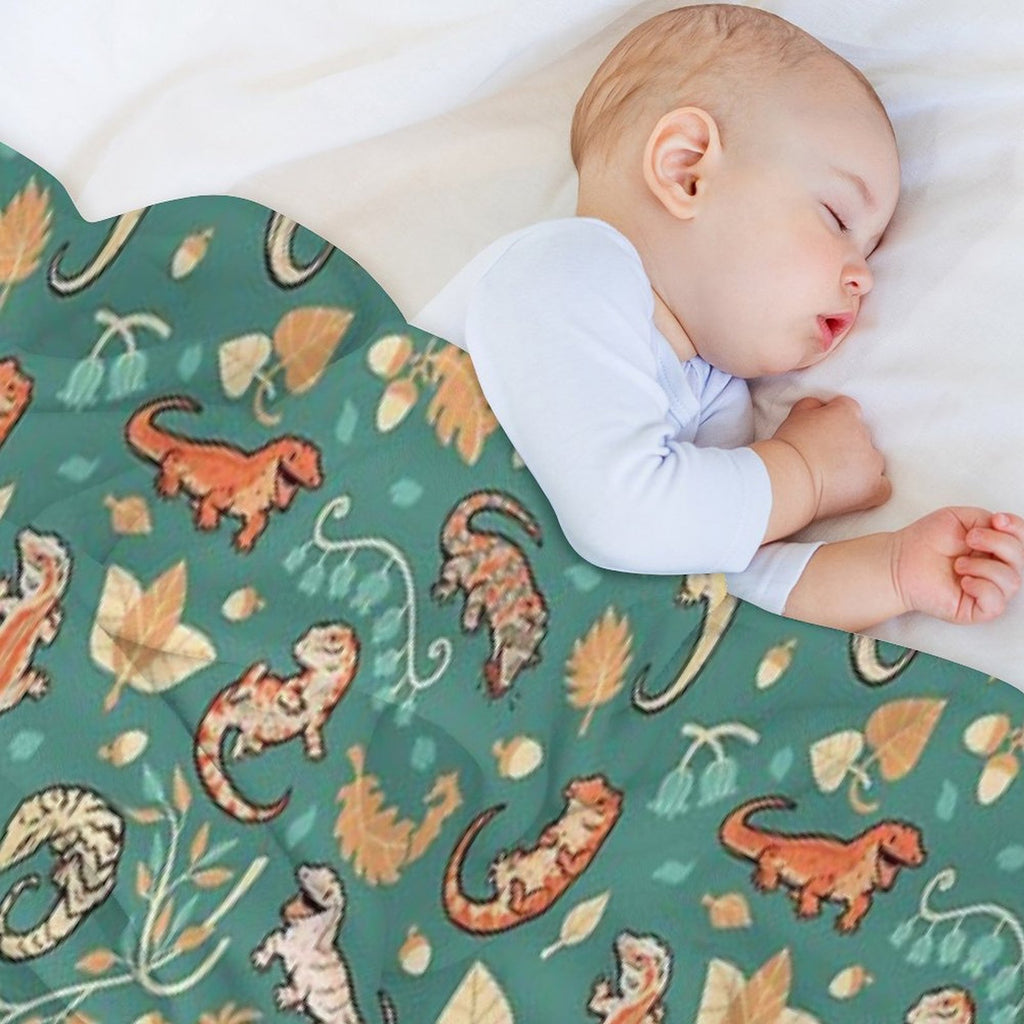 Autumn Geckos in Green Durable Throw Blanket