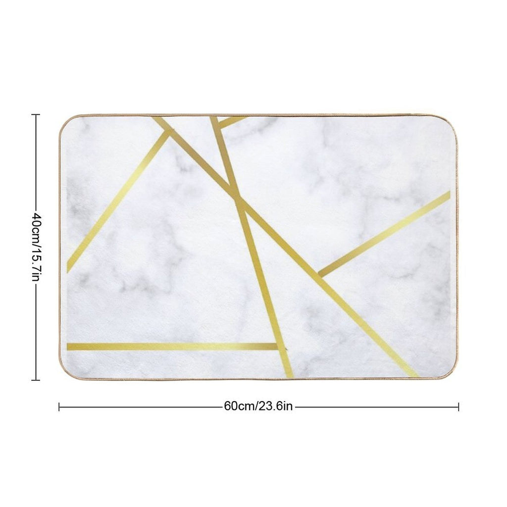 Gold Marble on White  Easy To Clean Bath Mat