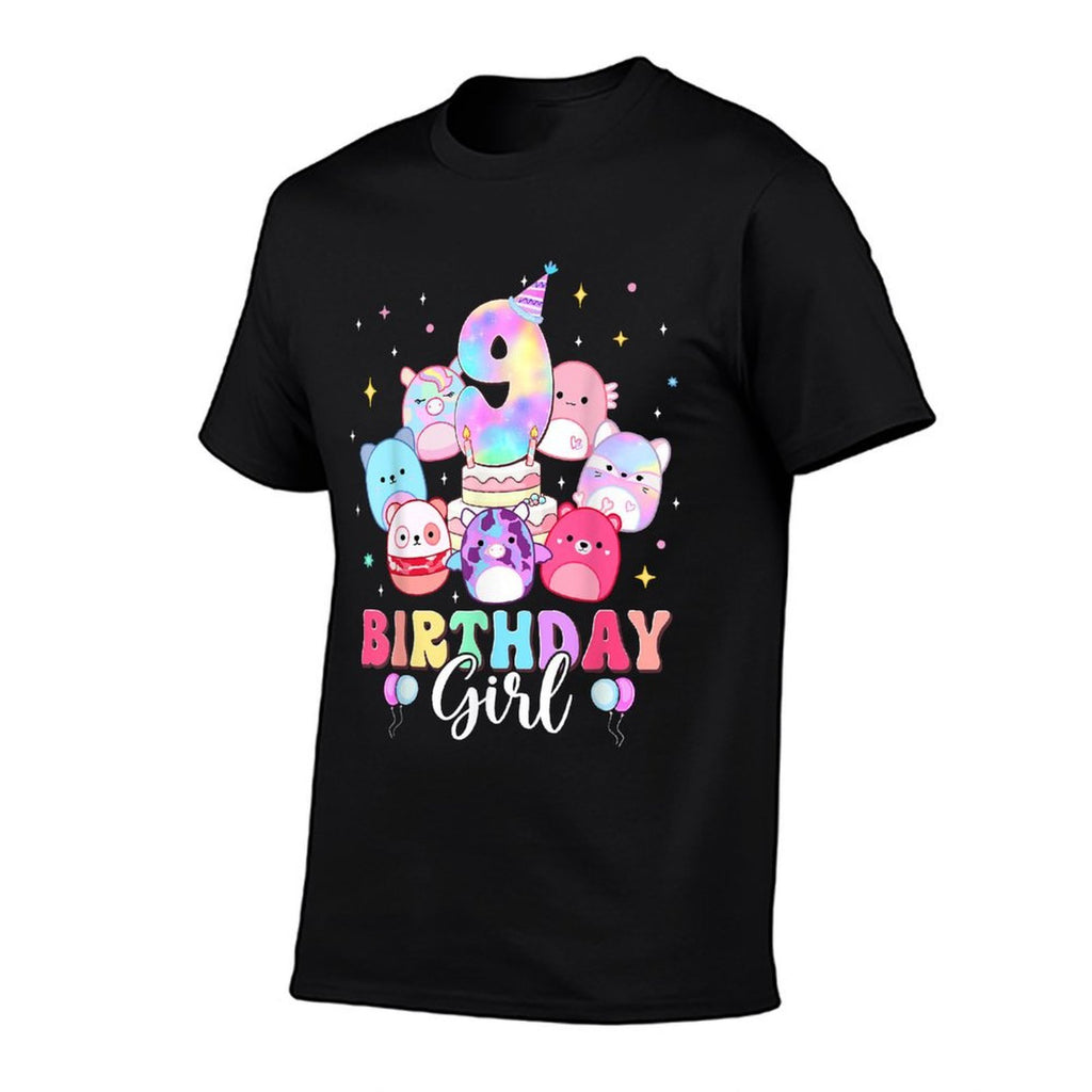 Happy Birthday Girl Squish Squad Mallow Girls 9th Birthday  Relaxed-fit T-Shirt