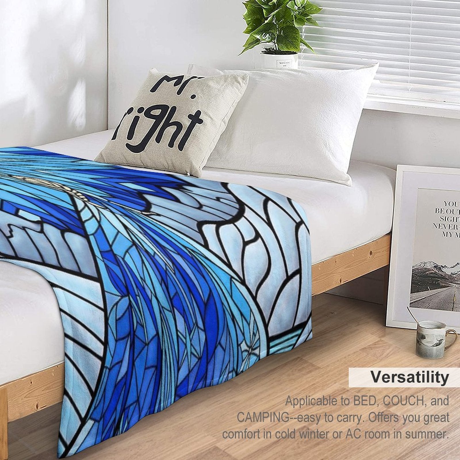 Frozen Fractals in The Stained Glass Window Multi-functional Throw Blanket