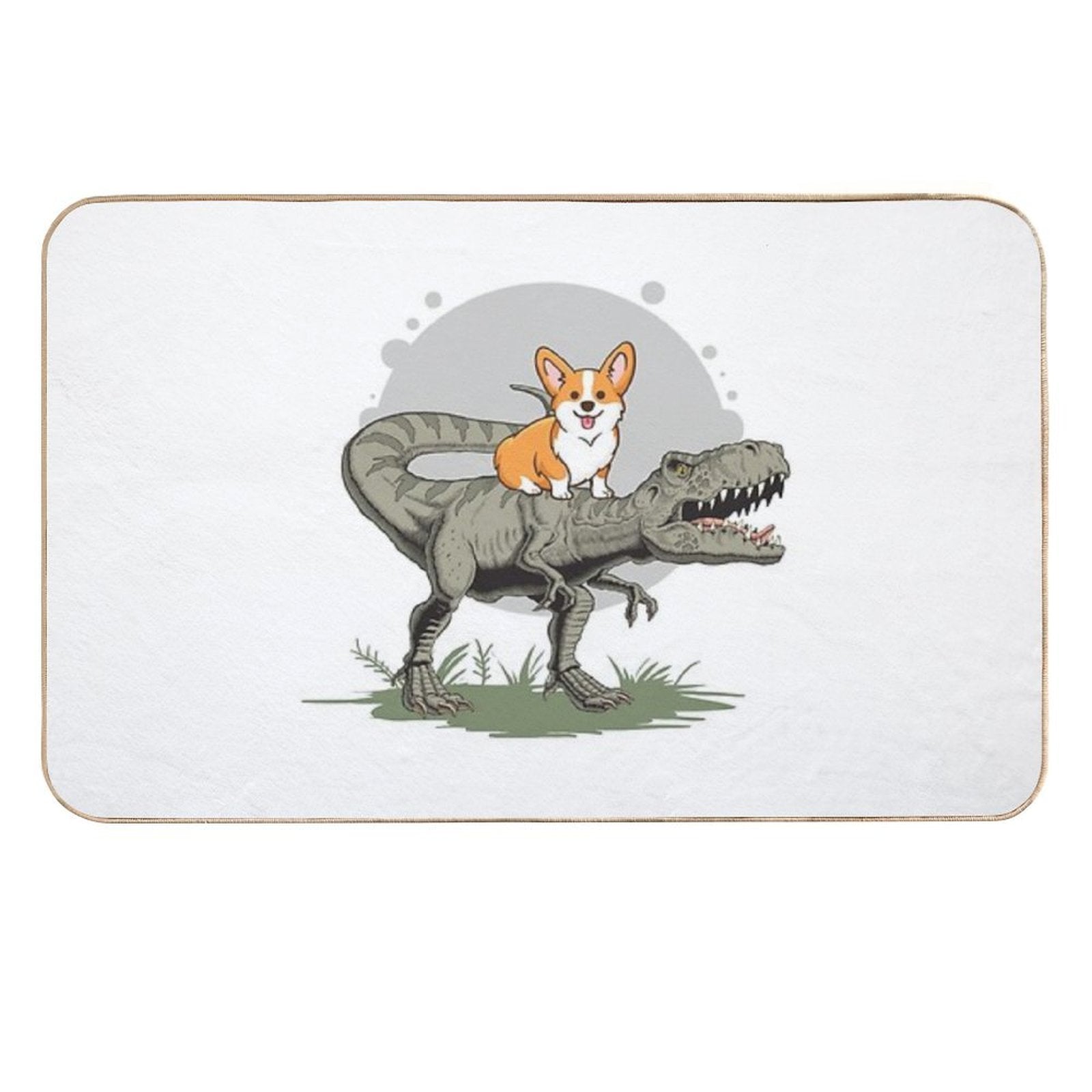 Corgi on Dinosaur  Toxin-Free Bath Mat