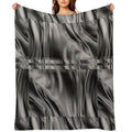 Dark Gray Black Abstract Swirls Wavy Spiral Textures Silk Satin Comfort Throw Blanket