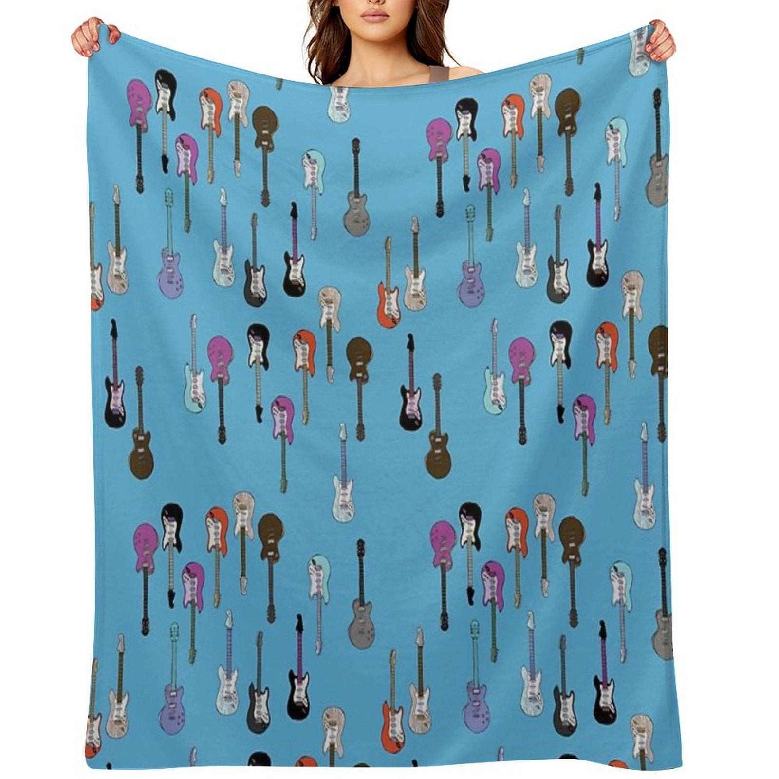 Guitars Blues Machine-washable Throw Blanket