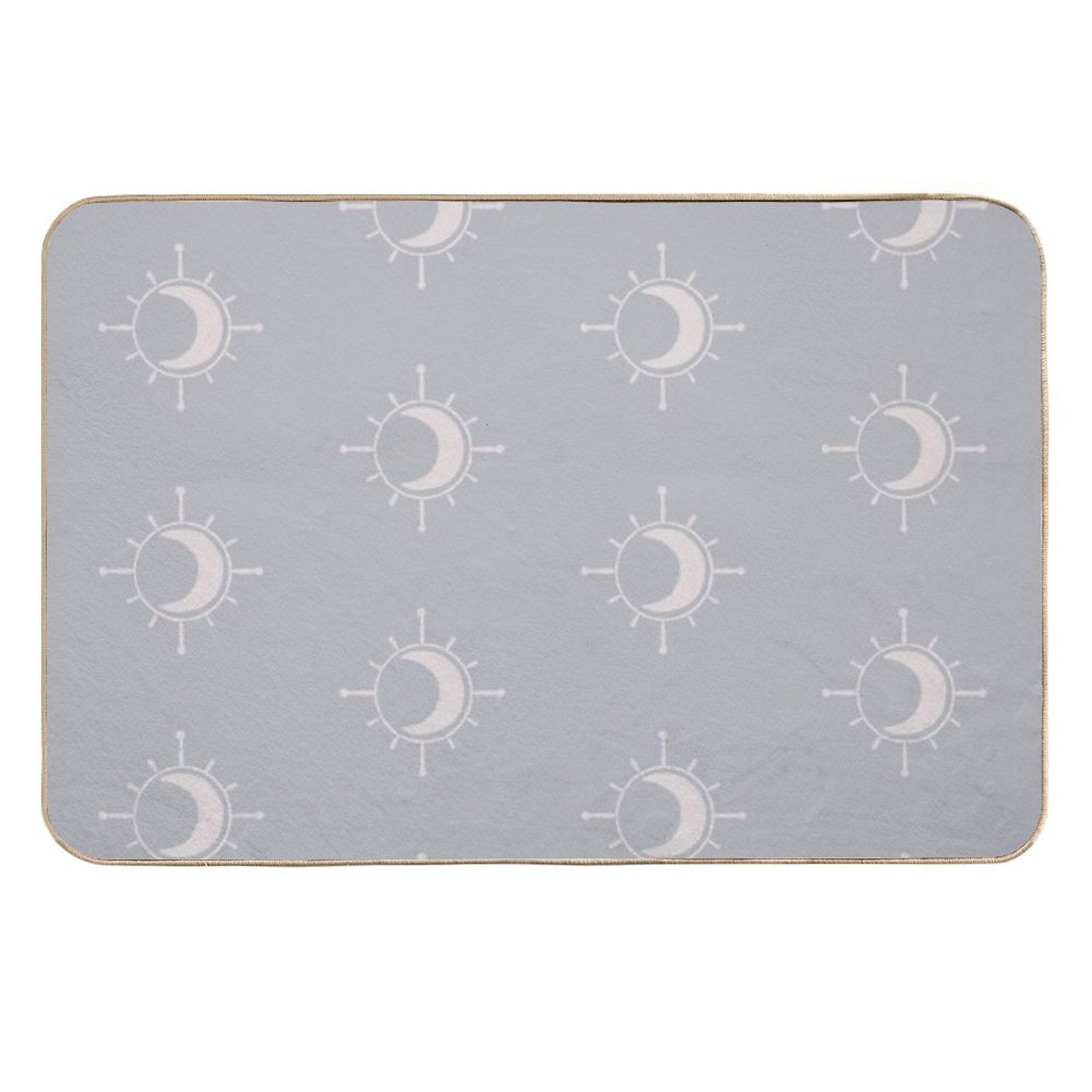 Cosmic Sun And Moon Design Soft Aesthetic In Muted Colors Stone Blue  Anti-Trip Bath Mat