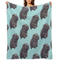 Cute Painted Baby Hippo Swimming - Digital Painting Quick-dry Throw Blanket