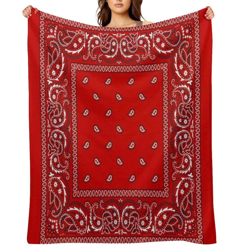 Bandana - Red Plush Throw Blanket