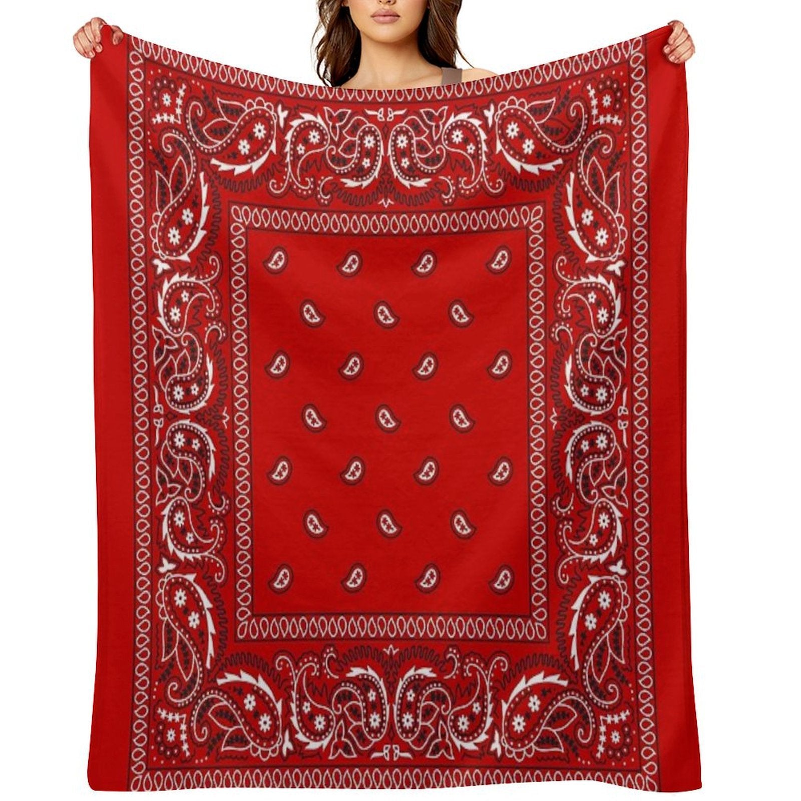 Bandana - Red Plush Throw Blanket