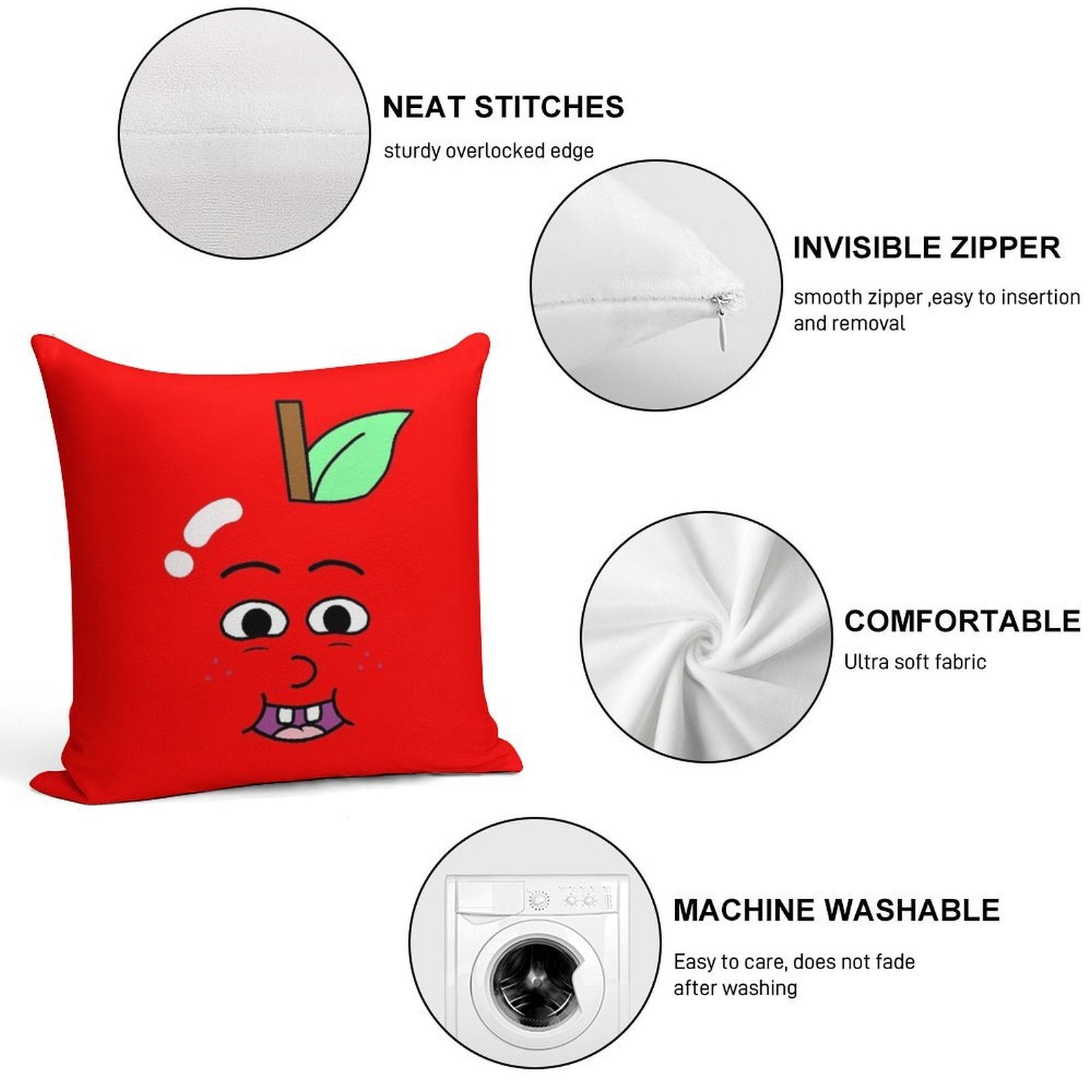 APPLE AND ONION - APPLE Soft Home Decor Throw Pillow