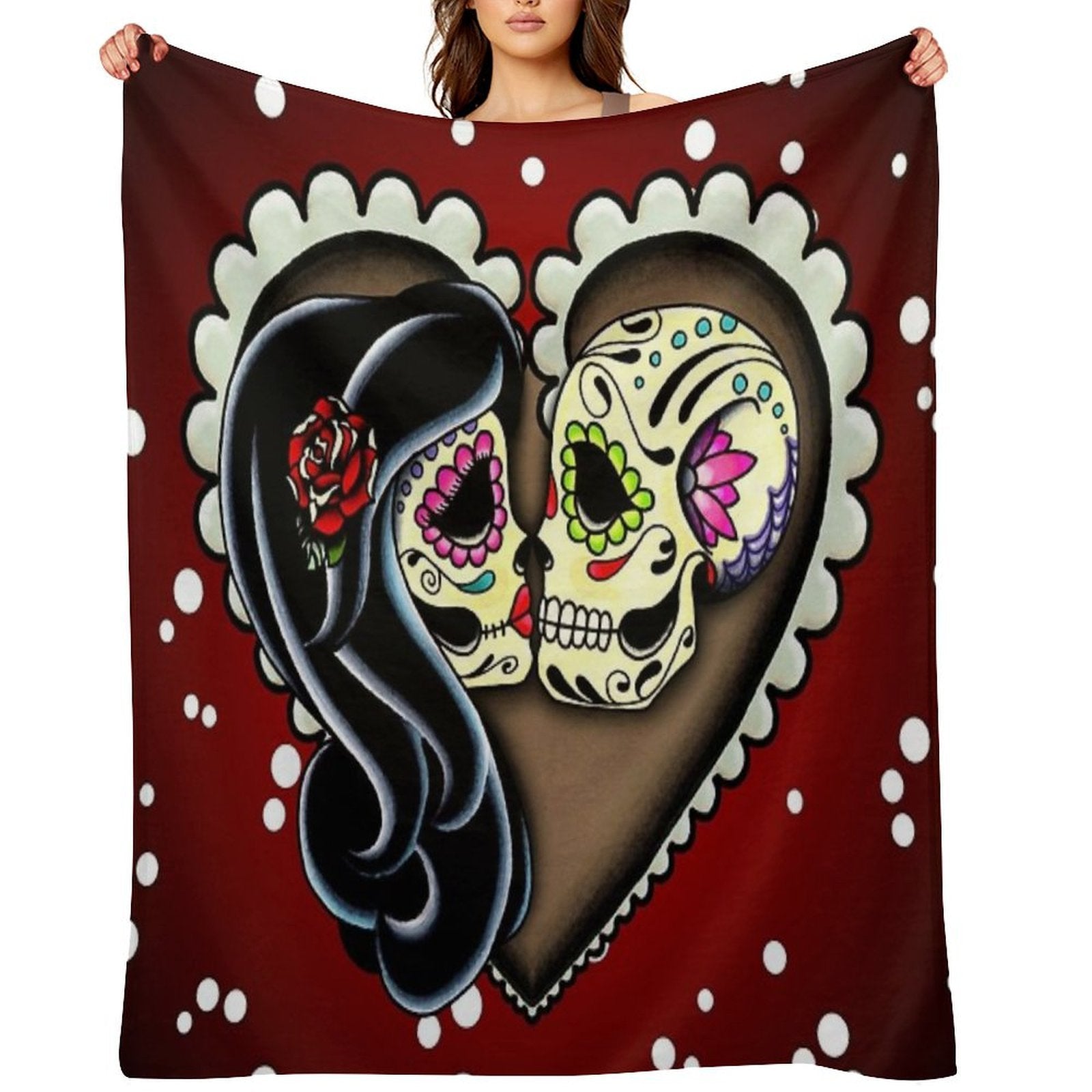 Ashes - Day of The Dead Couple - Sugar Skull Lovers Quick-dry Throw Blanket