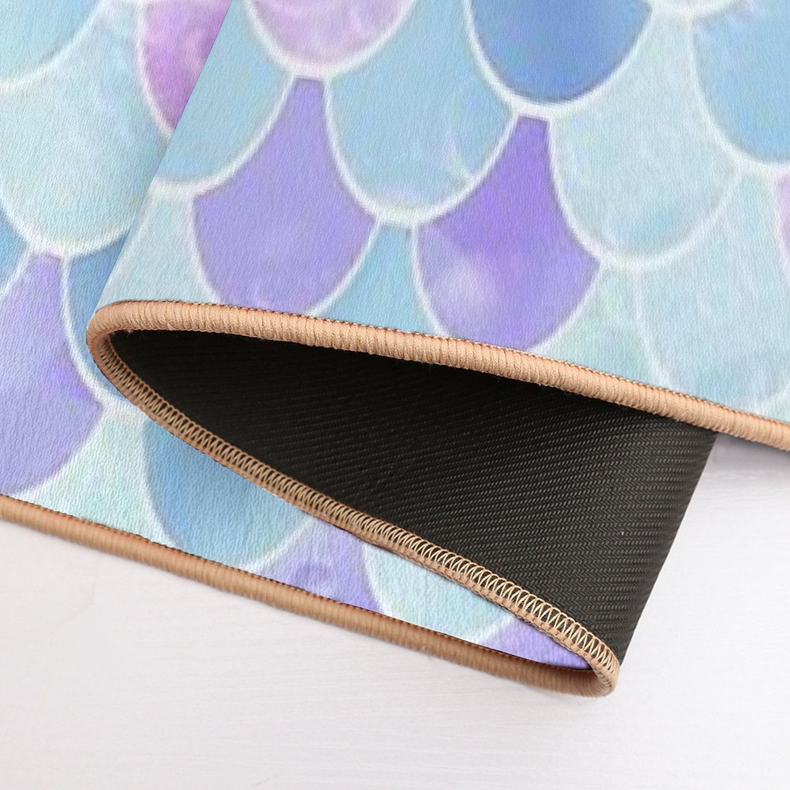 Cute Girls Mermaid Scales Pattern, Pink, Purple, Teal  Eco-Friendly Bath Mat