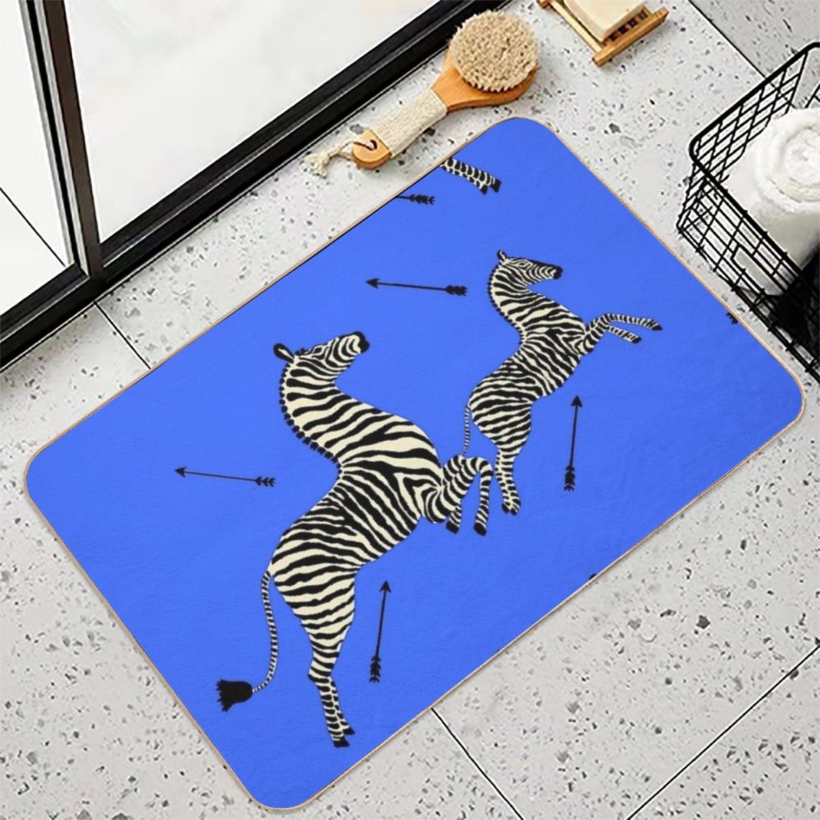The Tenenbaums Zebra! Royal Blue  Easy To Clean Bath Mat