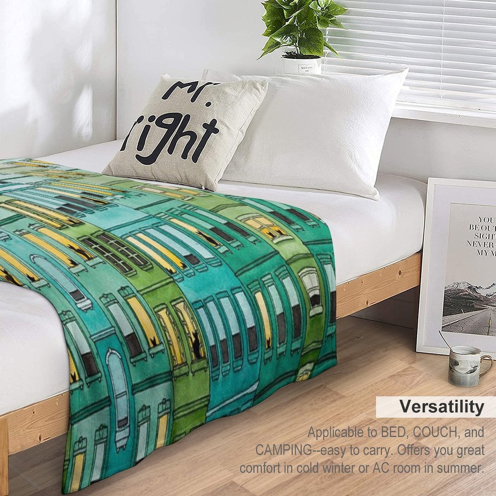 Cats in Green Townhouses Anti-pilling Throw Blanket