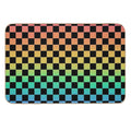 Rainbow And Black Checkerboard  Long-Lasting Bath Mat