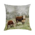 Hereford Bull And Cow Watercolour Photograph Soft Fade-Resistant Throw Pillow
