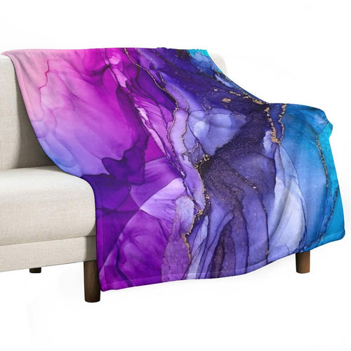 Abstract Vibrant Rainbow Ombre Lightweight Throw Blanket